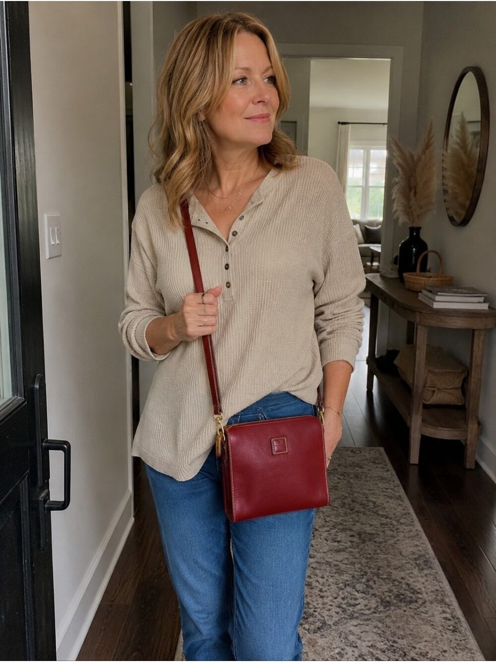 Dooney & Bourke Florentine North South Jamie Crossbody Bag – Red Leather